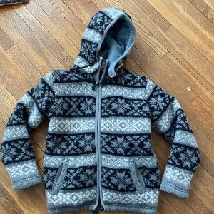 Vintage fleece lined wool hoodie